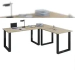 VCM Schreibtisch Lona Schwarz / Sonoma-Eiche H. 76 x B. 190 x T. 190 cm