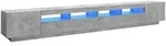 vidaXL TV-Schrank mit LED-Leuchten Betongrau 300x35x40 cm