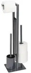 WENKO Stand WC-Garnitur Mod. Rivalta Grau, Platte aus Sicherheitsglas