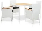 vidaXL 5-tlg. Garten-Essgruppe Poly Rattan Wei&szlig;