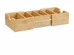Relaxdays Karteikasten DIN-A8 Bambus, Visitenkarten Organizer, zum Ausziehen, H x B x