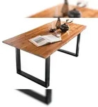SalesFever Baumkante Esstisch 120 x 80 cm | Massivholz Akazie | Gestell Metall
