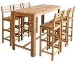 vidaXL Bartisch und Stuhl-Set 7-tlg. Akazienholz Massiv