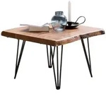 FineBuy Couchtisch Baumkante 56x38x51 cm Sheesham Massivholz Metallbeine