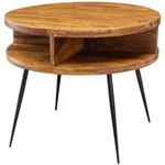FineBuy Couchtisch Massivholz 60 cm Wohnzimmertisch Sofatisch Rund Tisch Ablage