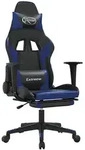 vidaXL Gaming-Stuhl mit Massage & Fu&szlig;st&uuml;tze Schwarz & Blau Kunstleder