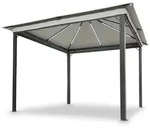 Leco Solarpavillon LINA 3x3 m grau mit LED und Gittergewebe-Rollos
