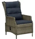 vidaXL Verstellbarer Gartensessel mit Auflagen Poly Rattan Braun
