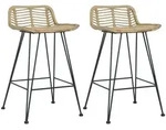 vidaXL Barhocker 2 Stk. Rattan Natur