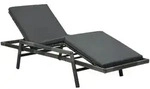 vidaXL Sonnenliege mit Auflage Poly Rattan Grau