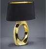 Reality Leuchten Design Tisch Leuchte GOLD Wohn Zimmer Lese Lampe Textil SCHWARZ