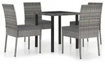 vidaXL 5-tlg. Garten-Essgruppe Poly Rattan Grau