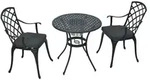 Merxx Rhodos Set 5tlg., 2 Sessel, 2 Sitzkissen, 1 Tisch Rund &Oslash; 70 cm, Aluminiumguss,