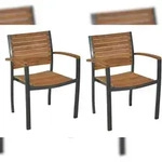 Merxx Santorin Stapelsessel Set 2tlg., 2 Stapelsessel, Aluminium/Akazie, Graphit
