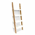 Relaxdays Leiterregal Bamboo, 4 Ablagen, Bambus, Wohnzimmer & Arbeitszimmer, Regal,