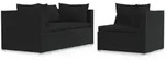 vidaXL 3-tlg. Garten-Lounge-Set mit Kissen Schwarz Poly Rattan 317527