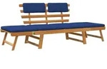 vidaXL Gartenbank mit Auflagen 2-in-1 190 cm Massivholz Akazie