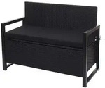 Mendler Poly-Rattan 2er Sitzbank HWC-F39, Gartenbank Truhenbank, Staufach
