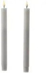 283 LED Stabkerzen Mia Tafelkerzen Echtwachs flackernd H: 24cm wei&szlig; 2Stk