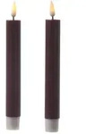 283 LED Stabkerzen Mia Tafelkerzen Echtwachs flackernd H: 15cm weinrot 2St