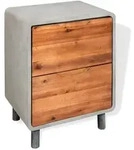 vidaXL Nachttisch Beton Massivholz Akazie 40x30x50 cm