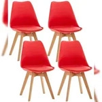CLP 4er Set Esszimmerstuhl Linares rot/Kunststoff