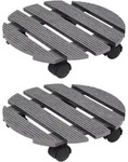 vidaXL Pflanzenroller 2 Stk. Grau &Oslash;30x7,5 cm WPC
