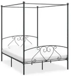 vidaXL Himmelbett-Gestell Grau Metall 160 x 200 cm