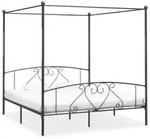 vidaXL Himmelbett-Gestell Grau Metall 200 x 200 cm