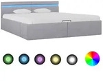 vidaXL Bett mit Bettkasten Hydraulisch LED Hellgrau Stoff 180x200 cm