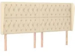 vidaXL Kopfteil mit Ohren Creme 203x23x118/128 cm Stoff