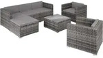 tectake Rattan Lounge Lignano mit 2 Sesseln Grau