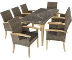 tectake Rattan Tisch Foggia mit 8 St&uuml;hlen Rosarno Natur