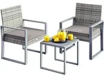 CASARIA&reg; Polyrattan Gartenm&ouml;bel WPC Tisch 2 St&uuml;hle