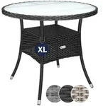 CASARIA&reg; Polyrattan Balkontisch Beistelltisch Rund &Oslash; 80cm Schwarz