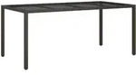 Gartentisch aus geh&auml;rtetem Glas aus synthetischem Rattan, braun, 190x90x75 cm