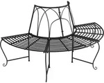 vidaXL Baumbank Halbrund &Oslash;159 cm Schwarz Stahl