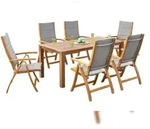 Merxx Acapulco Set 7tlg., 6 gepaddete Klappsessel, 1 Tisch 185 x 90 cm,
