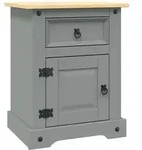 vidaXL Nachttisch im Mexiko-Stil Corona Kiefernholz Grau 53x39x67 cm