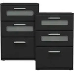 ML-Design Nachttisch mit drei Schubladen 40x60x38 cm schwarz aus Holz