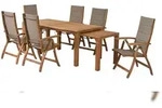 Merxx Acapulco Set 7tlg., 6 Klappsessel, 1 Flex Ausziehtisch 185/360 x 90/74 x...