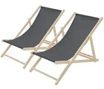 ECD Germany 2er Set Liegestuhl klappbar Anthrazit, Holz, verstellbare...