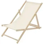 ECD Germany Liegestuhl klappbar Beige, Holz, verstellbare R&uuml;ckenlehne mit 3