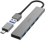 Hama USB-Hub 4 Ports Aluminium Ultra Slim USB 3.2 Gen1 5
