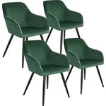 tectake Esszimmerstuhl Marilyn Samtoptik, schwarze Stuhlbeine - 4er Set