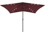 vidaXL Sonnenschirm mit LEDs und Stahl-Mast Bordeauxrot 2x3 m