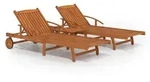 vidaXL Sonnenliegen 2 Stk. mit Tisch Massivholz Akazie