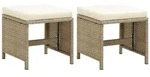 vidaXL Gartenhocker 2 Stk. mit Sitzkissen Poly Rattan Beige