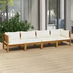 vidaXL 4-Sitzer-Gartensofa mit Creme Kissen Massivholz Akazie