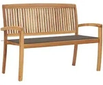 vidaXL Stapelbare Gartenbank mit Auflage 128,5 cm Massivholz Teak